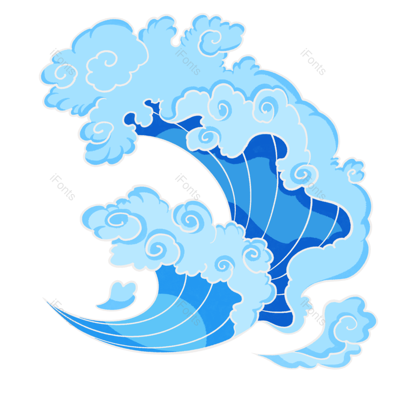 元素图片,蓝色海浪元素,水花PNG,简约免抠素材